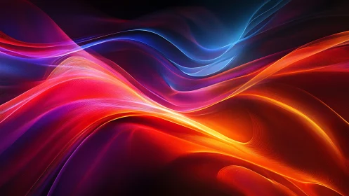 Digital painting of luminous flowing chromatic waveforms.