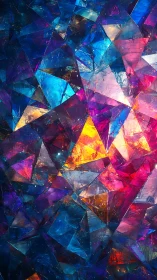 Prismatic crystal shards in vivid blue and magenta light.