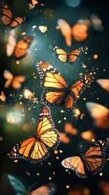 Butterfly lantern sky where monarch wings softly glow.