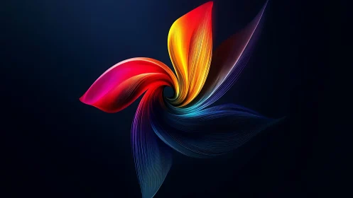 Chromatic vortex petals swirl in luminous digital bloom.