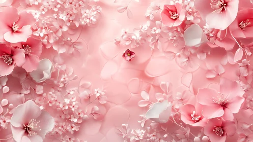 Pink and White Floral Arrangement in 3D Digital Art.