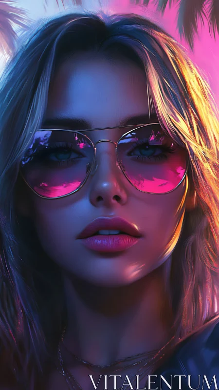 Neon twilight clings to mirrored shades and quiet confidence