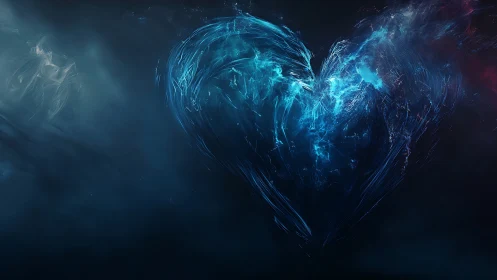 Glowing Blue Heart Bursts with Cosmic Energy.