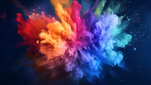 Vibrant color explosion blooms against a deep midnight blue