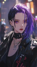 Neon city rebel stands poised under electric night lights