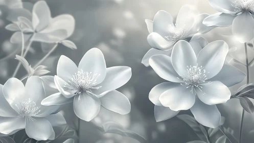 White floral arrangement with visible stamens and layered petals.