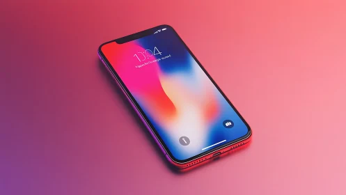 Modern iPhone X smartphone displayed against vibrant gradient background.