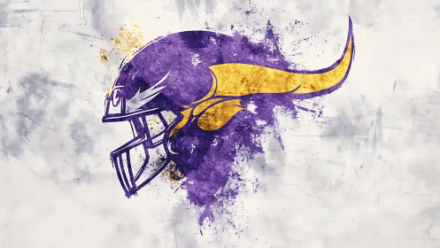 Textured purple football helmet with stylized golden horn emblem.