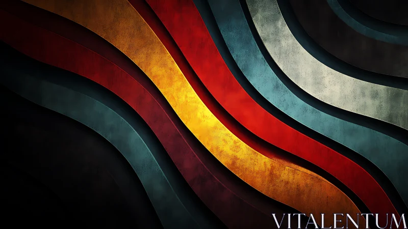 Layered metallic color waves with textured gradient lighting