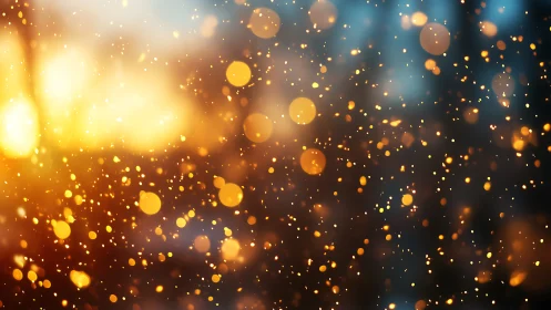 Golden sparks drift gently across a warm glowing background