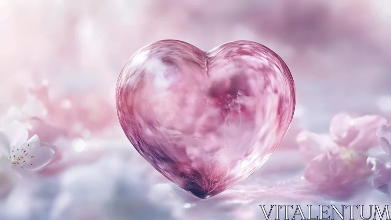 Crystal Heart Shape Rendered with Pink Translucent Material
