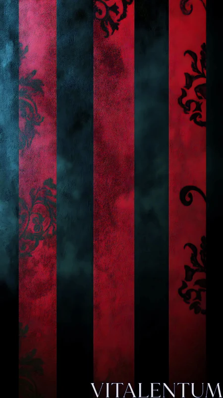 Velvety red and black stripes with moody baroque flourishes.