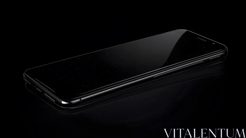 Sleek modern smartphone with reflective black glass in minimalist style.