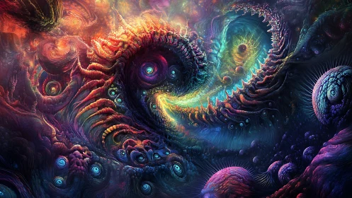 Cosmic Maw of Neon Whirlwinds and Sleepless Galaxies.