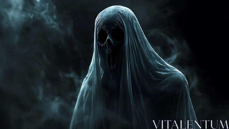 Ethereal wraith form wrapped in translucent spectral veils.