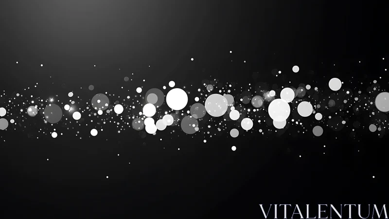 Monochrome bokeh particle stream on dark gradient field.