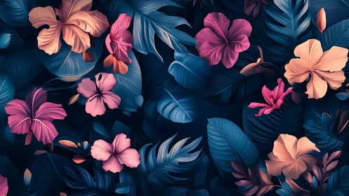 Tropical Floral Garden in Neon Bloom.