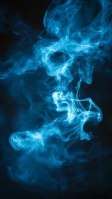 Glowing blue smoke swirls gently in a mysterious dark sky