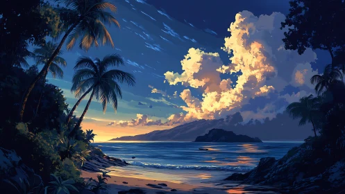 Twilight's Golden Theater: Where Palms Frame Paradise