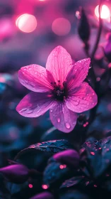 Neon Petal Dreams: Glowing Flower Defies Twilight