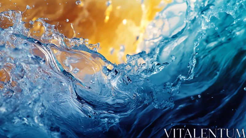 Liquid horizon where sapphire waves kiss molten dawn.