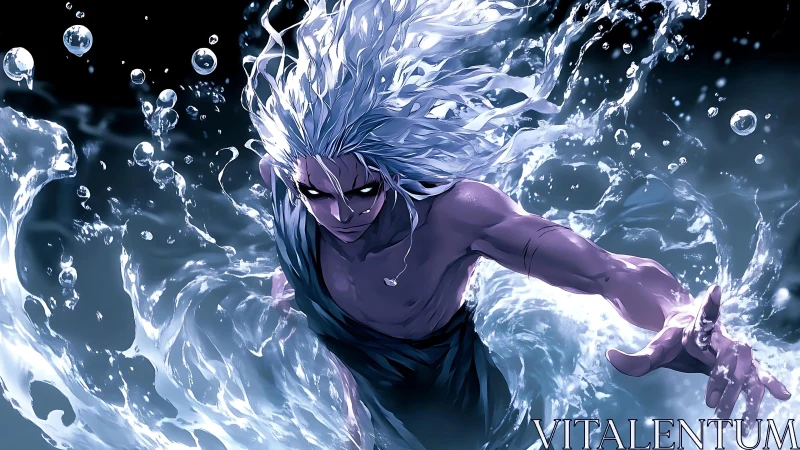 Storm-eyed water mage erupts from the churning midnight sea