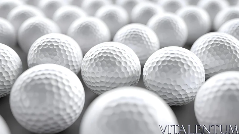 Dimpled golf ball galaxy in crisp white repetition focus.