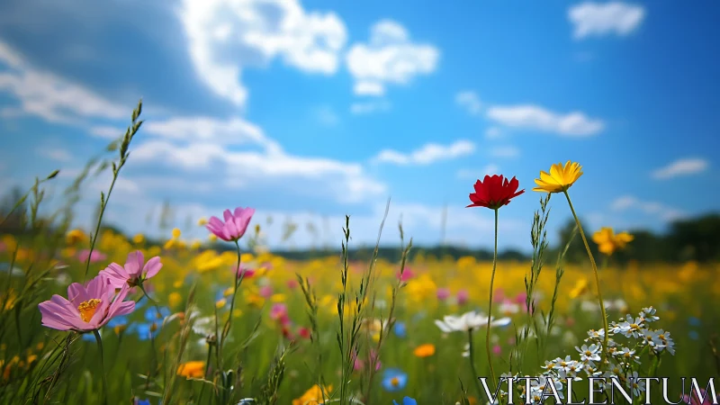 Wildflower Meadow in Full Bloom. Vibrant Natural Field.
