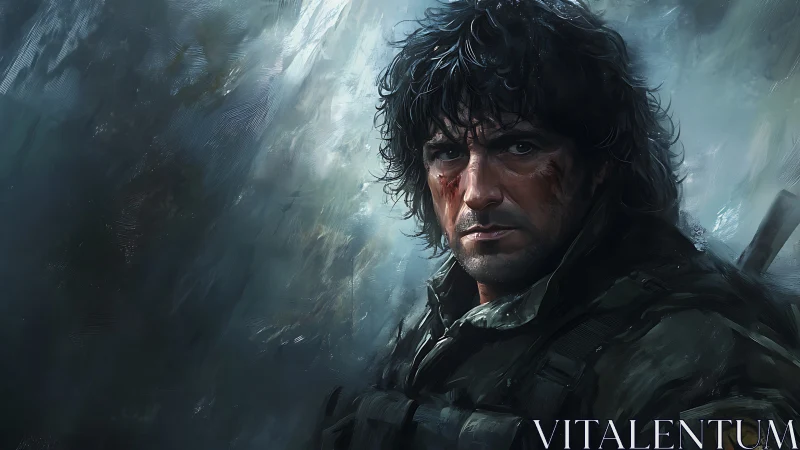 Stormworn warrior stares down the chaos of a fading battlefield.