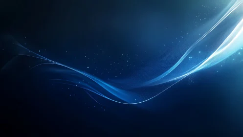 Gentle blue light waves drifting across a starry night sky.