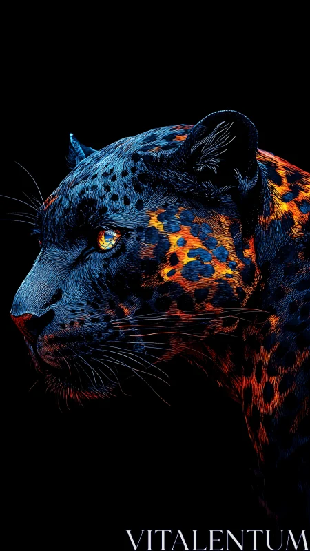 Leopard's Fiery Spirit Glows Against Midnight Shadows