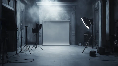 Monochrome studio backdrop in atmospheric strobe configuration.