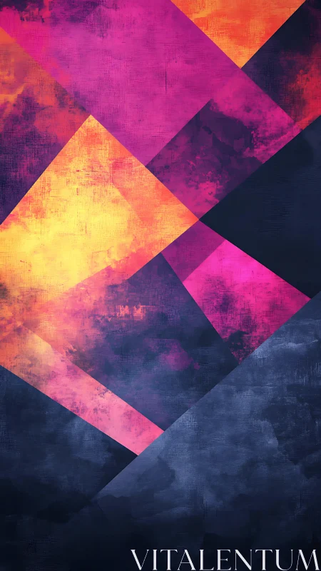 Cozy neon crossroads of pink, gold, and midnight blue shapes.