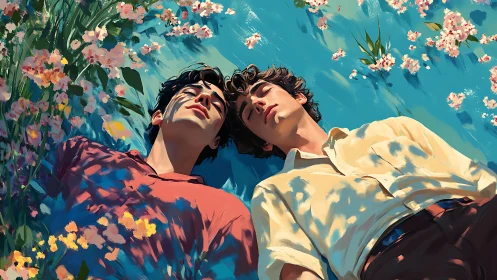 Soft afternoon daydreams shared beneath spring blossoms.