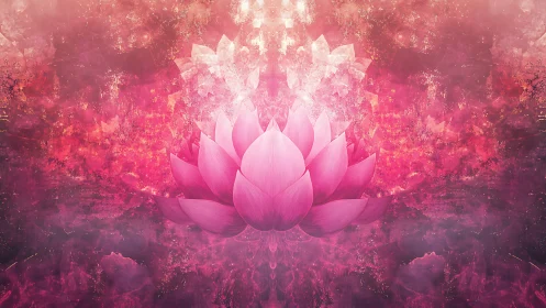 Pink lotus flower against abstract textured background.