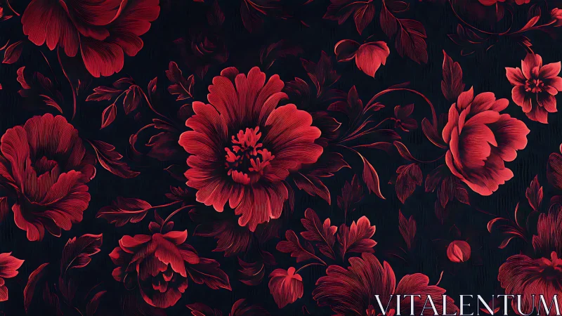 Crimson Blooms Dance Across the Midnight Canvas