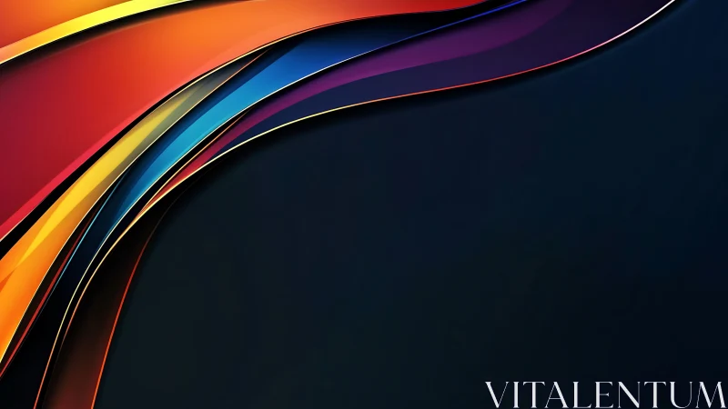 Curved multicolored bands intersect over a dark gradient field