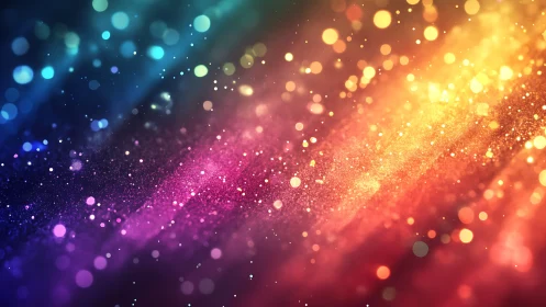 Multicolor bokeh particles with diagonal light gradients.