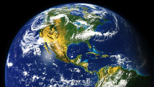 Earth viewed from space with focus on North and Central America.