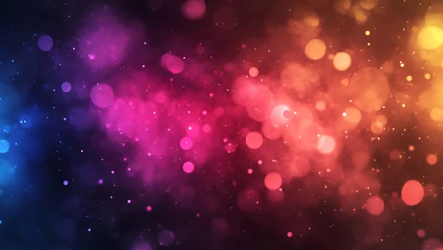 Chromatic bokeh gradient unifying neon particles and haze