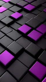 Sleek violet and black 3D cubes forming rhythmic grid.