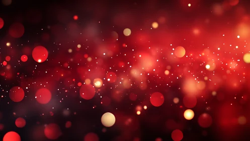 Crimson bokeh light field with softly glowing particles.