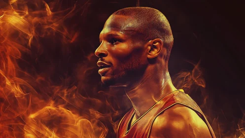 Blazing court legend strides through swirling embers of glory