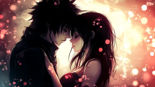 Two Hearts Glowing in Light's Tender Embrace.