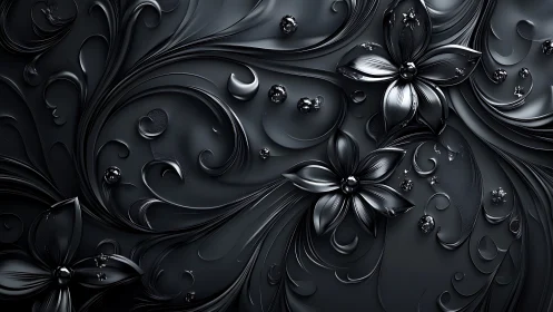 Silken midnight blooms swirling in sculpted shadowed petals.