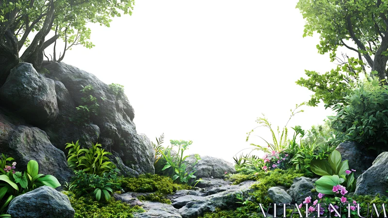 Stone Cathedral Whispers Through Verdant Garden Pathways