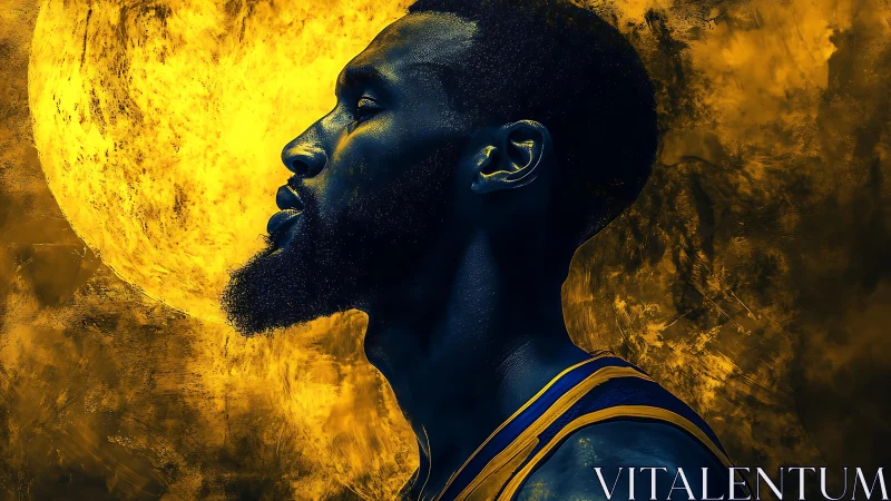 Midnight athlete listens closely to a molten golden moon