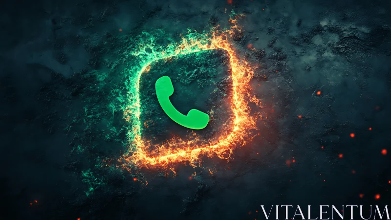 Luminescent Telephone Icon with Radiant Energy Field.
