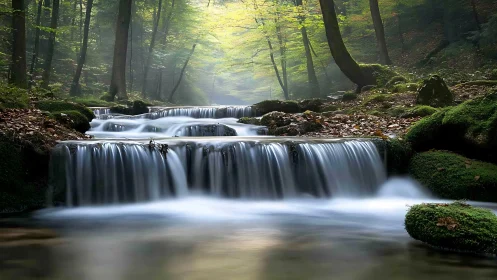Forest Stream's Peaceful Flow Through Ancient Woods