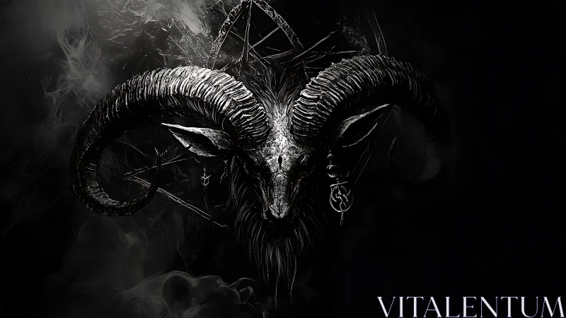 Horned midnight monarch leans from smoke and iron sigils